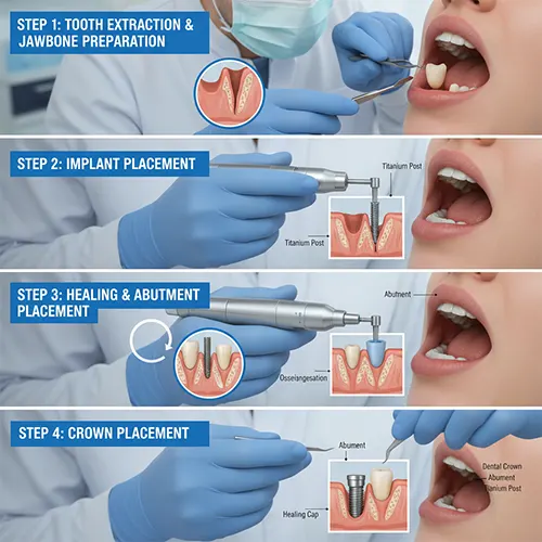 فرآیند کاشت ایمپلنت دندان دندانپزشکی رها در کرج